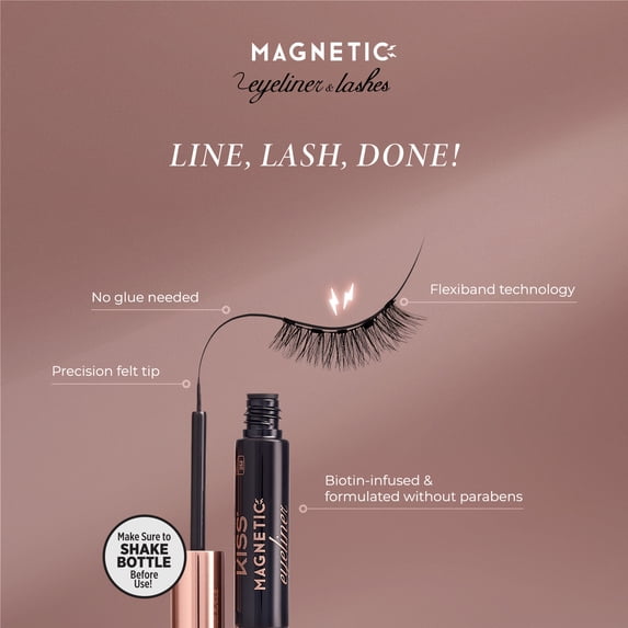 Kiss Magnetic Eyeliner & False Eyelashes Kit, Style ‘Entice’ - 1 Pair Strip Lashes, 1 Tube