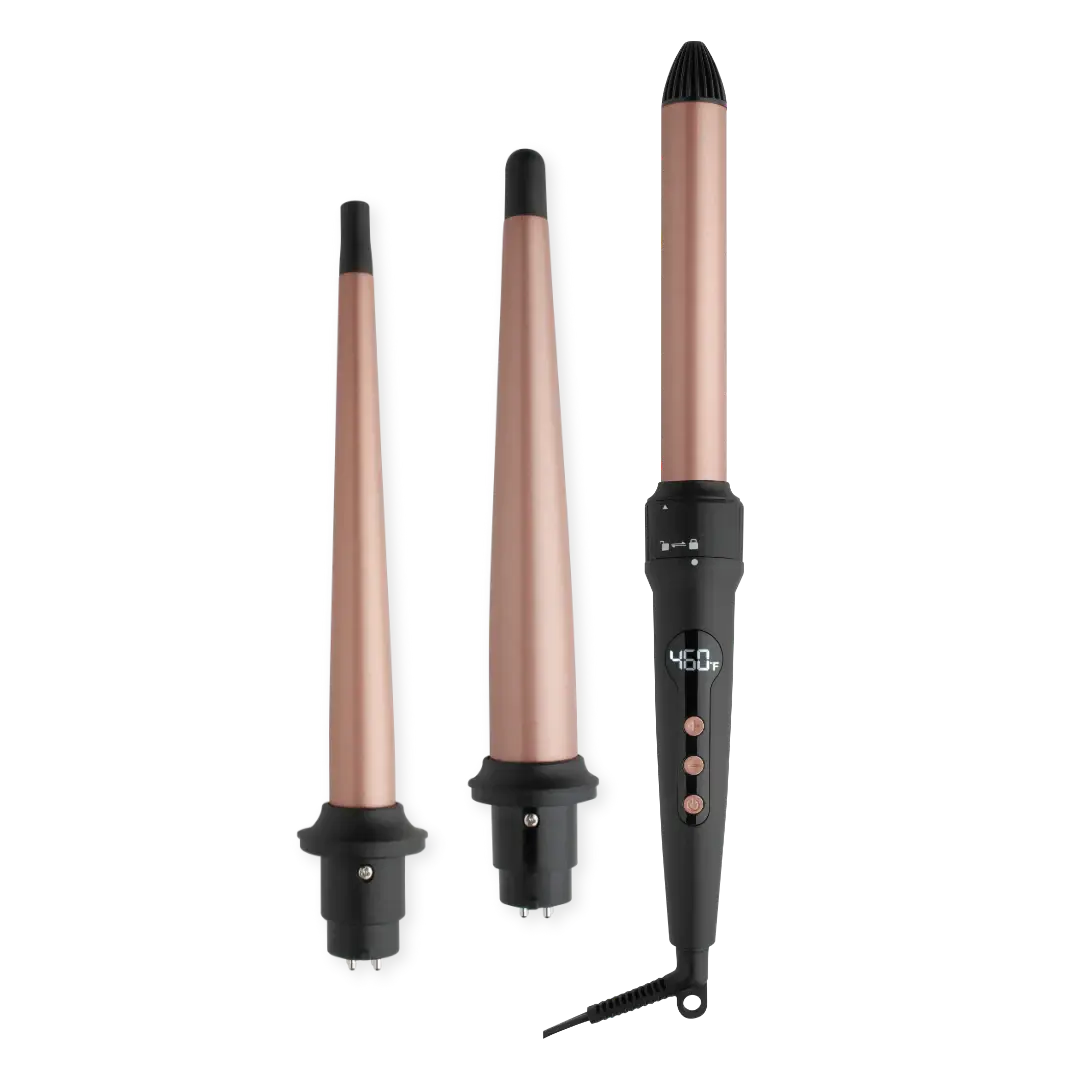Hot & Hotter 3 in 1 Interchangeable Digital Curling Wand Set