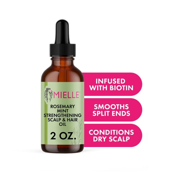 Mielle Organics Rosemary Mint Shampoo and Conditioner with Strengthening Hair Oil, 12oz