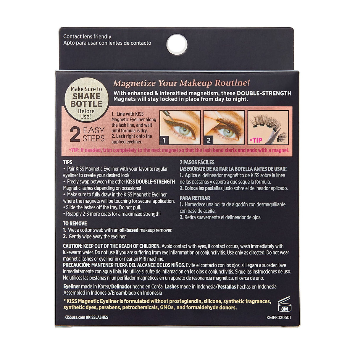 Kiss Magnetic Eyeliner & False Eyelashes Kit, Style ‘Entice’ - 1 Pair Strip Lashes, 1 Tube