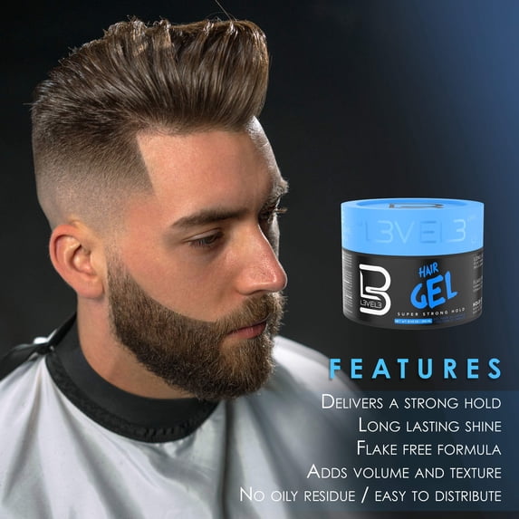 L3 Level 3 Hair Gel - Super Strong Hold - Long Lasting Shine - For Men and Women 16.9oz