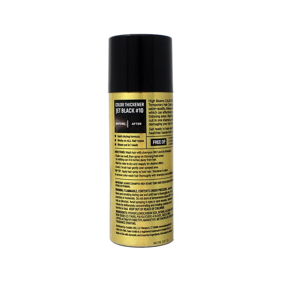 High Beams Temporary Spray On Hair Color Thickener, 10 Jet Black, 2.7 Oz