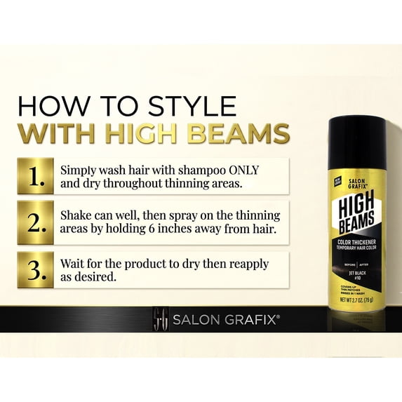 High Beams Temporary Spray On Hair Color Thickener, 10 Jet Black, 2.7oz