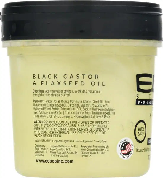 Eco Style Professional Styling Gel Black Castor & Avocado Oil