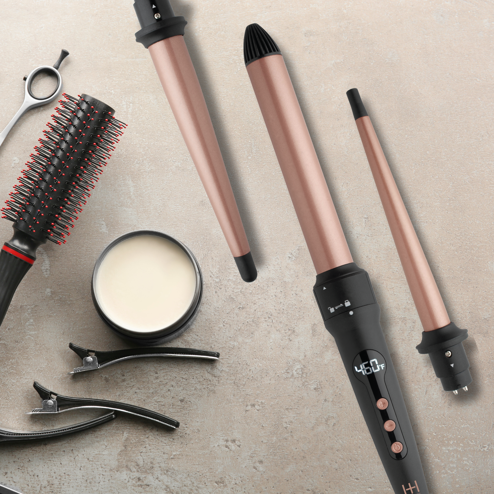 Hot & Hotter 3 in 1 Interchangeable Digital Curling Wand Set