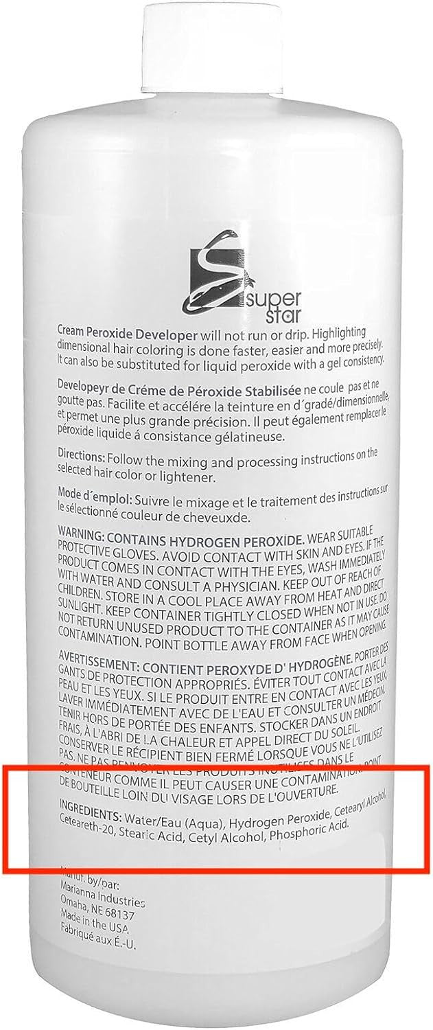 Super Star 40V Cream Peroxide Developer Hair Color 16oz