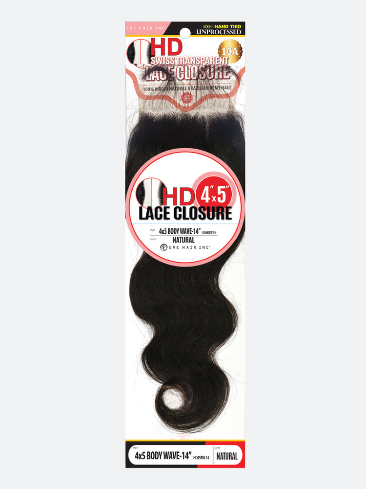 4X5 HD Swiss Lace Closure Body Wave