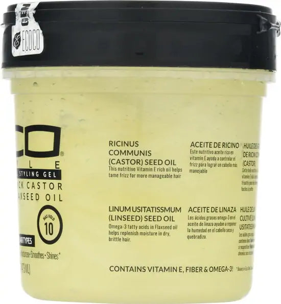 Eco Style Professional Styling Gel Black Castor & Avocado Oil