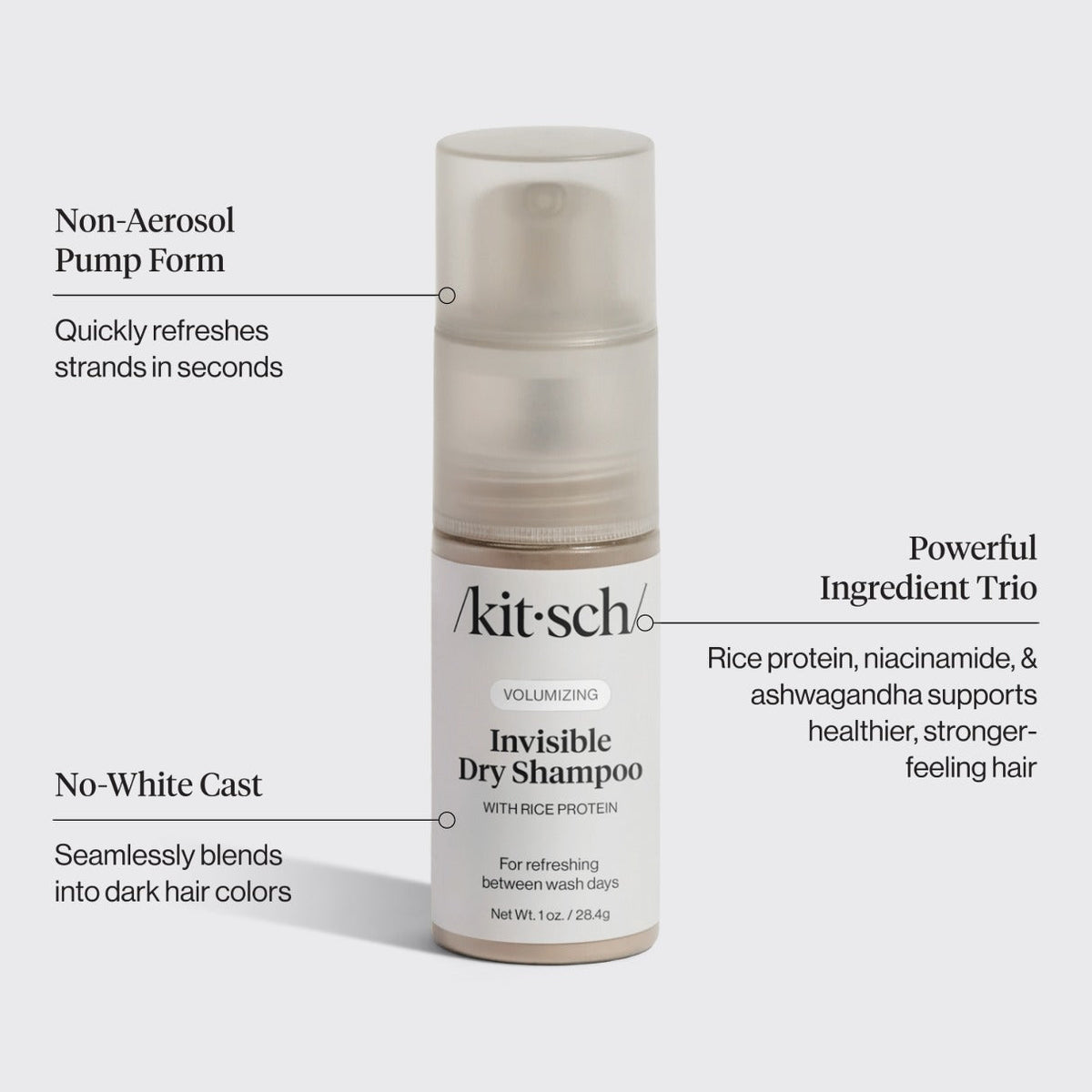 Kitsch Volumizing Rice Protein Dry Shampoo - Invisible 1oz