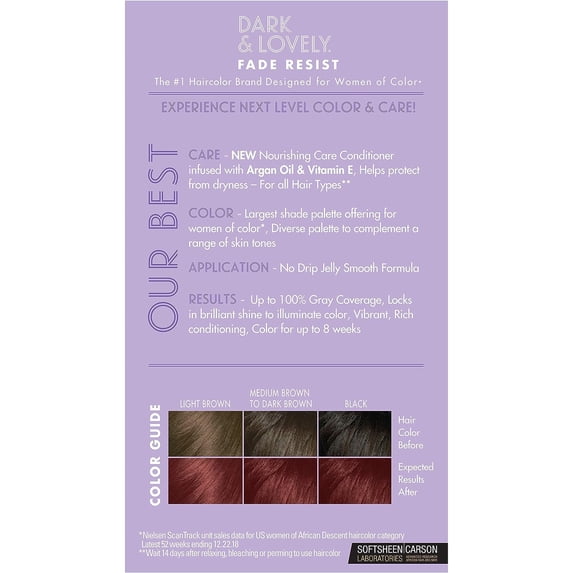 Dark & Lovely Fade Resist Permanent Hair Color, 374 Rich Auburn