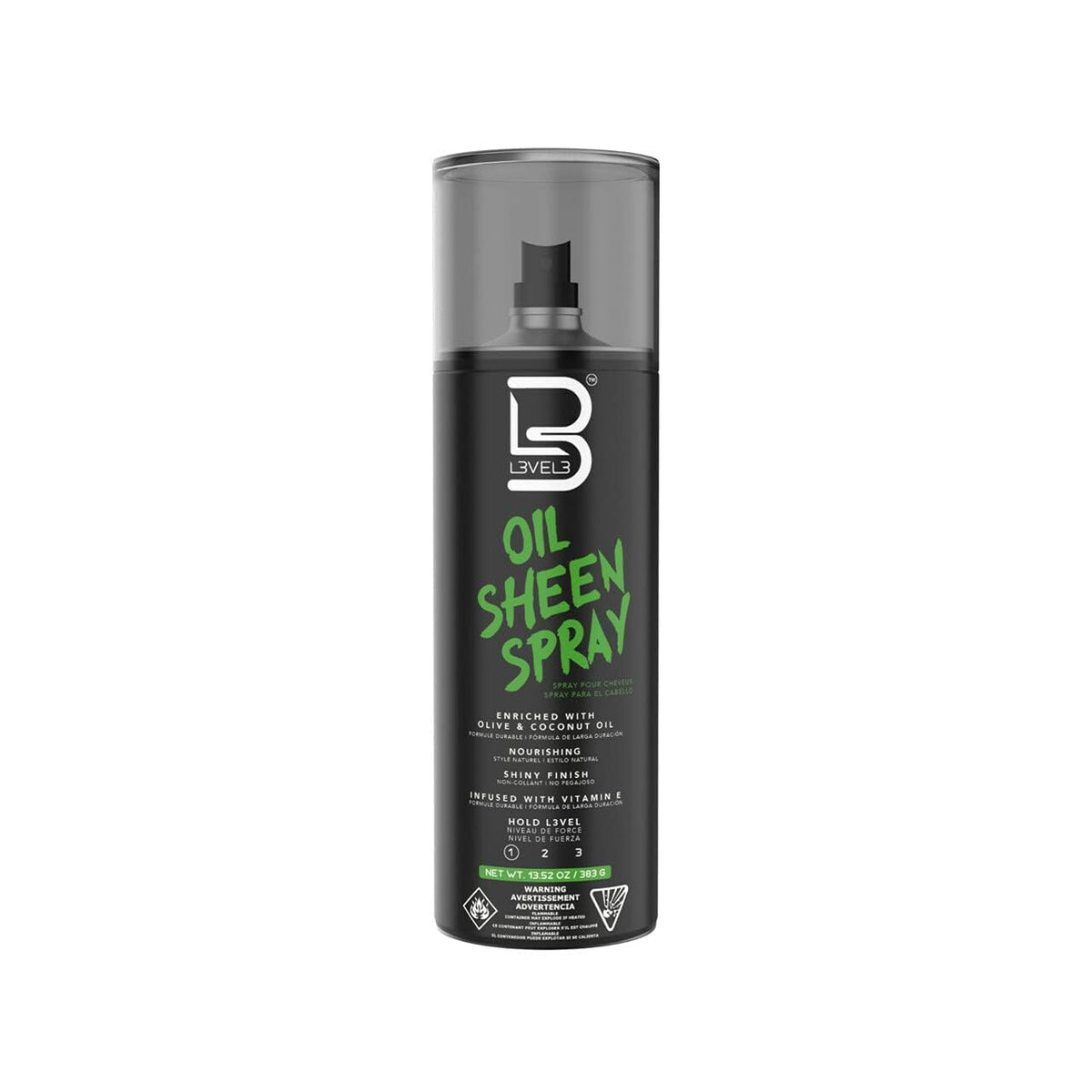 L3 Level 3 Oil Sheen Spray - Adds Shine to Hair After Styling - Infused with Vitamin E, 12.95oz