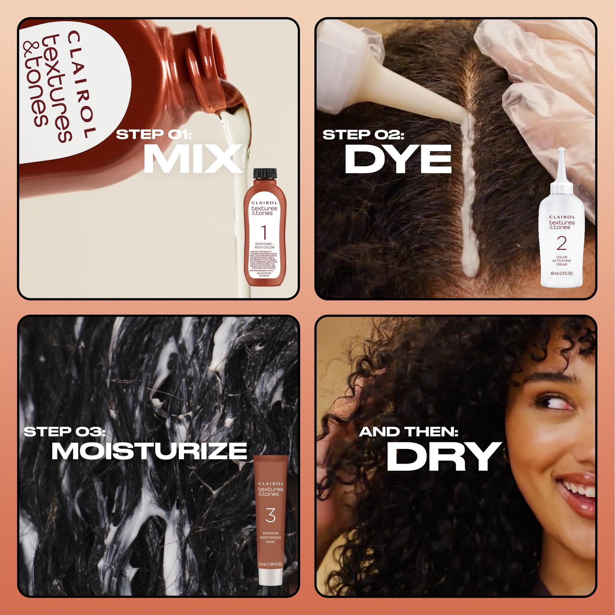 Clairol Textures & Tones Hair Dye Ammonia-Free Permanent Hair Color Creme, 6G Honey Blonde, 1 Application