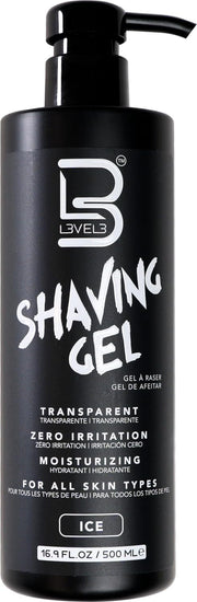 L3 Level 3 Clear Shaving Gel for Men, Straight Razor, Ice, 16.9oz