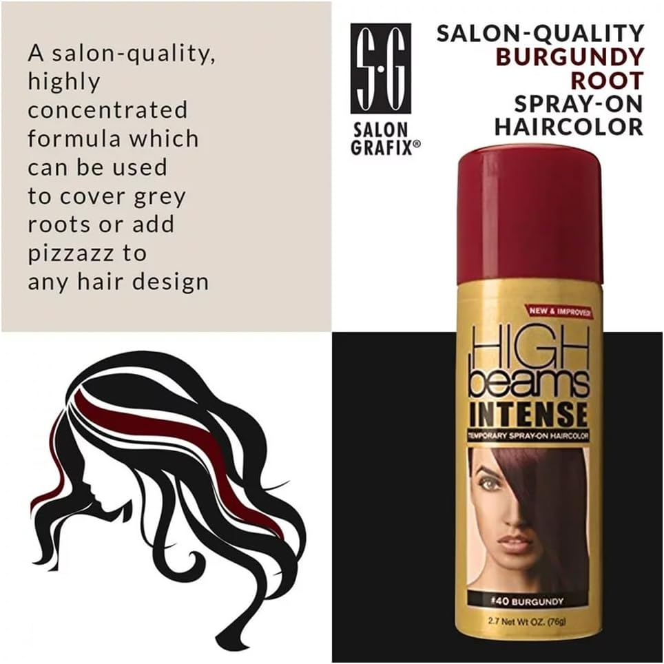 High Beams Temporary Spray On Hair Color Thickener, Burgundy, 2.7oz