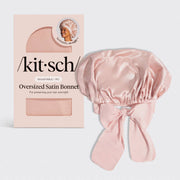 Adjustable Oversized Satin Bonnet- Blush
