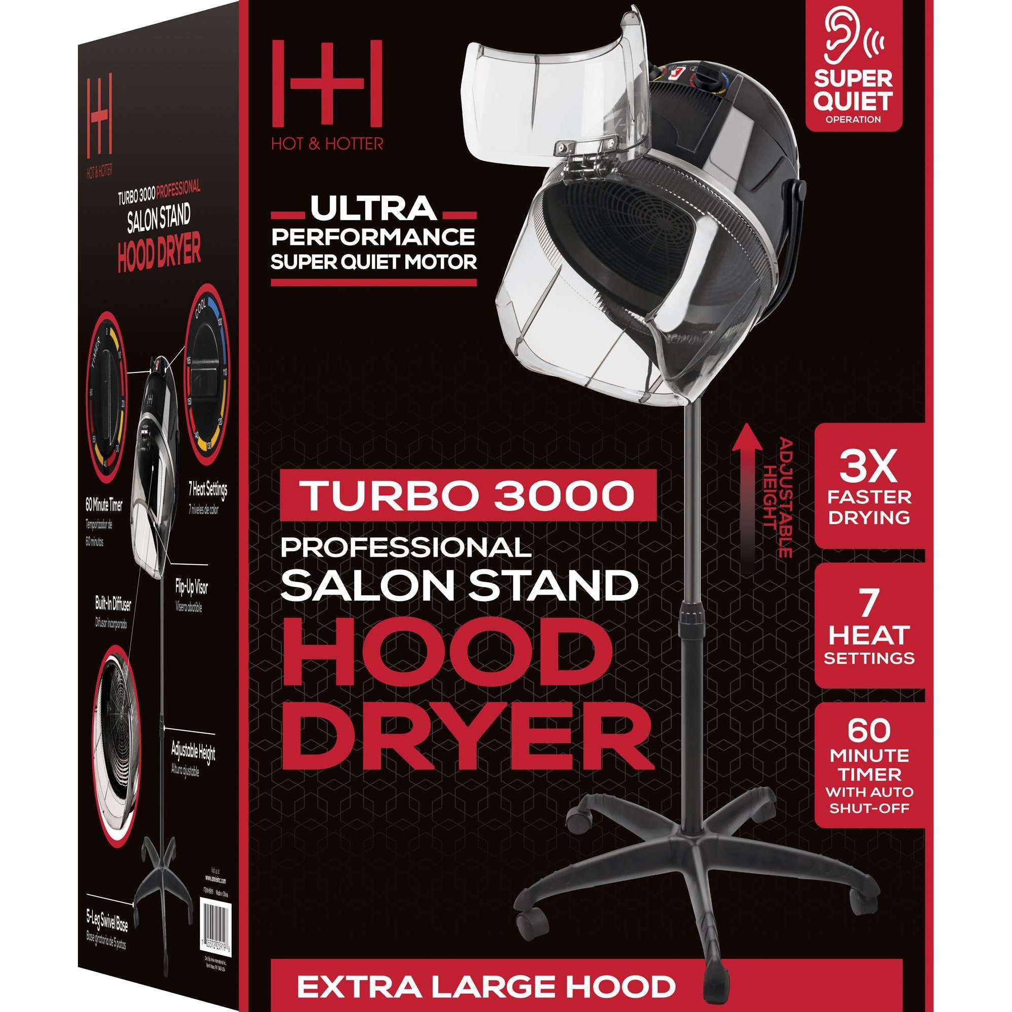 Hot & Hotter Turbo 3000 Professional Salon Stand Hood Dryer
