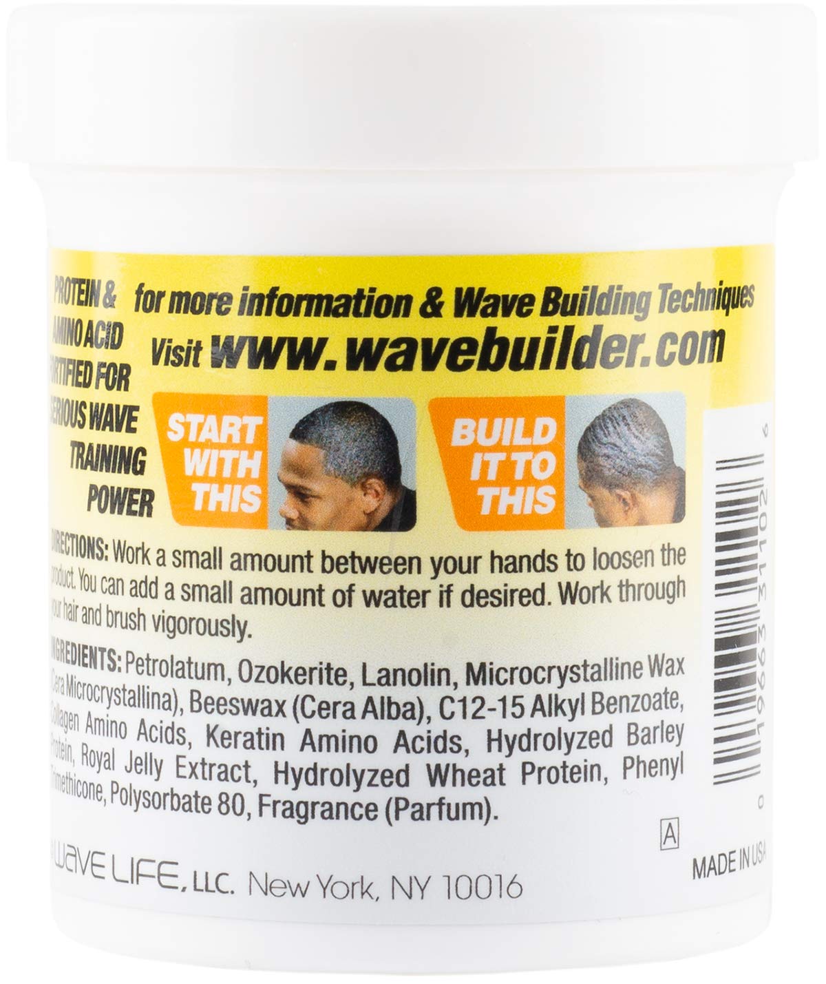 Wavebuilder Deep Wave Beeswax Pomade Smooth Hold Formula 3oz