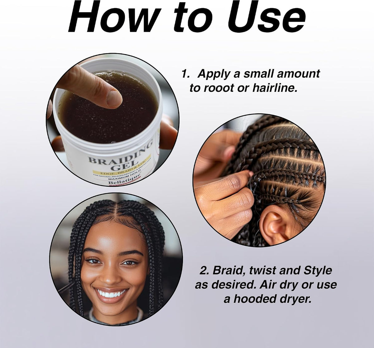 BELLATIQUE Professional Braiding Gel Maximum Hold Gel 17.63oz