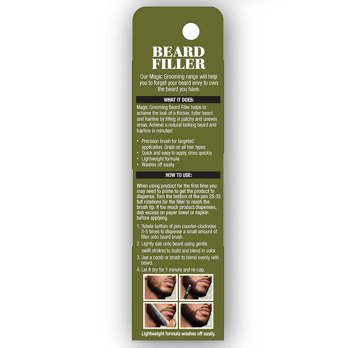 SoftSheen Carson Magic Grooming Beard Filler Pencil Brush for Men, 0.05oz