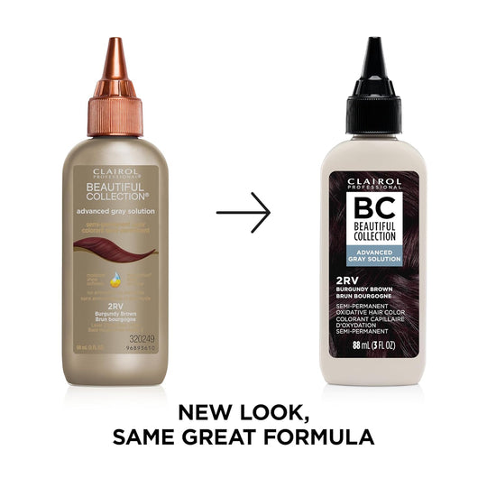 Clairol Beautiful Collection Advanced Gray Solution Hair Color, 2RV Burgundy Brown, 3oz