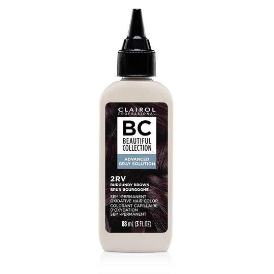 Clairol Beautiful Collection Advanced Gray Solution Hair Color, 2RV Burgundy Brown, 3oz