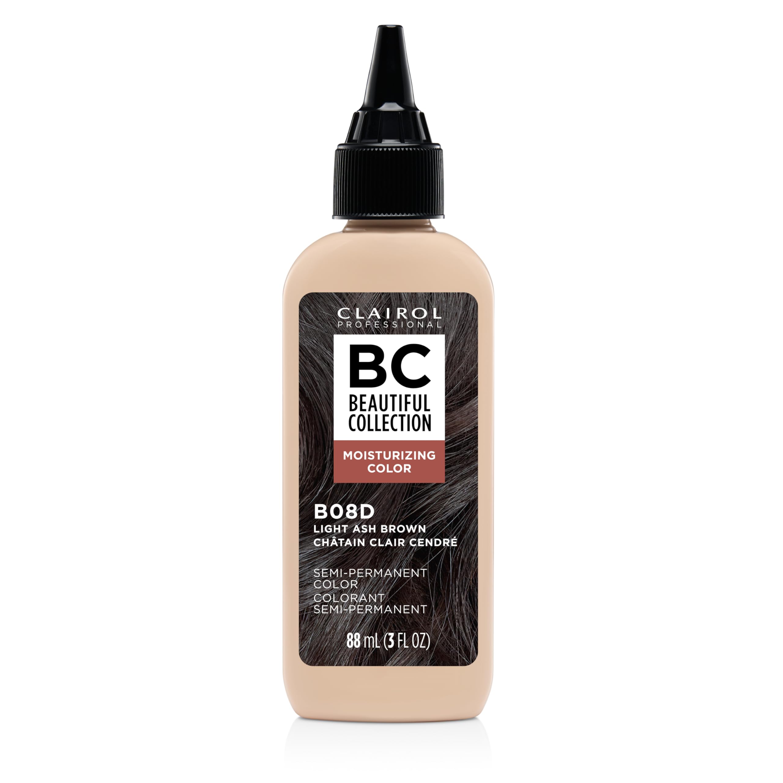 Clairol Beautiful Collection Advanced Gray Solution Hair Color, B08D Light Ash Brown, 3oz