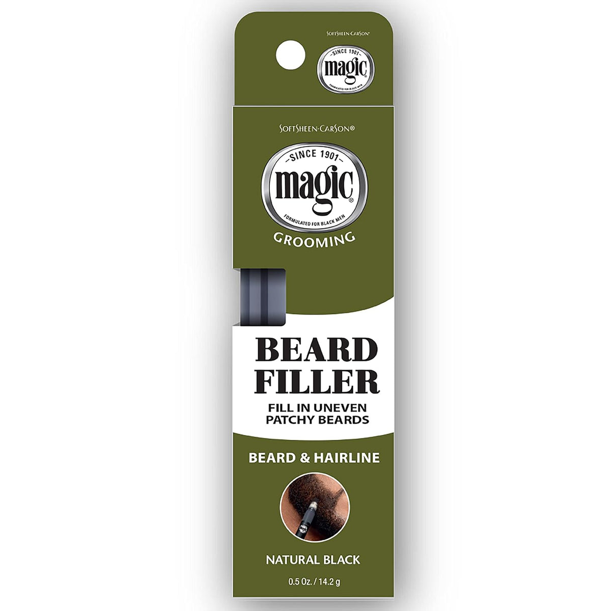 SoftSheen Carson Magic Grooming Beard Filler Pencil Brush for Men, 0.05oz