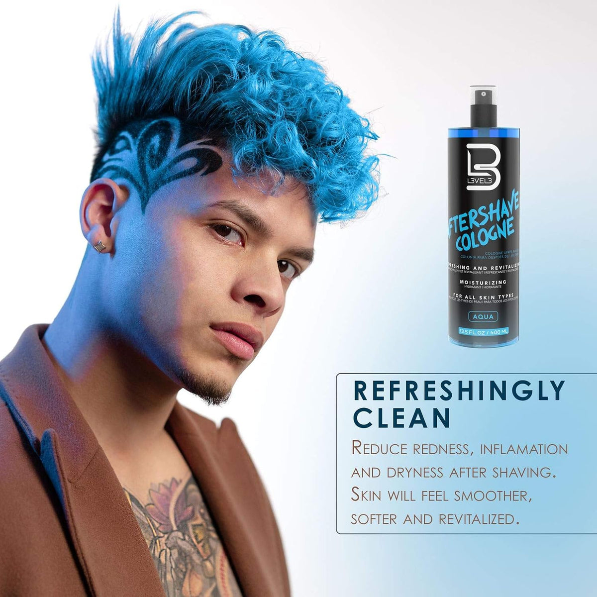 L3 Level 3 Aftershave Cologne Spray for Men, Aqua, 13.5oz