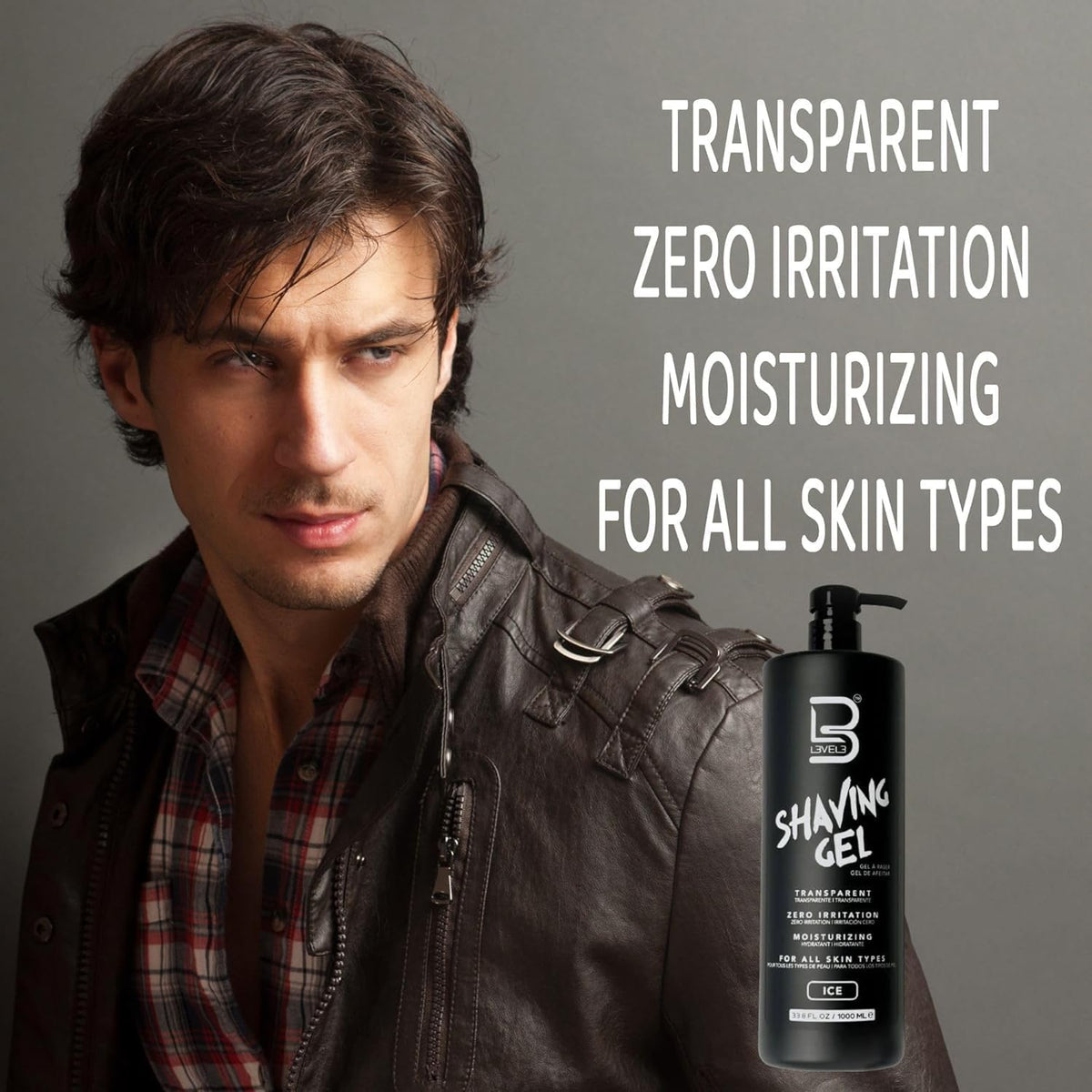 L3 Level 3 Clear Shaving Gel for Men, Straight Razor, Ice, 16.9oz