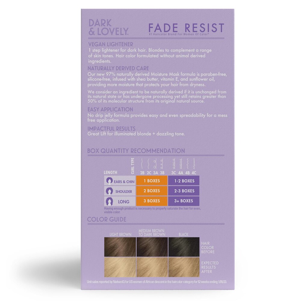 Dark & Lovely Fade Resist Permanent Hair Color, 396 Luminous Blonde