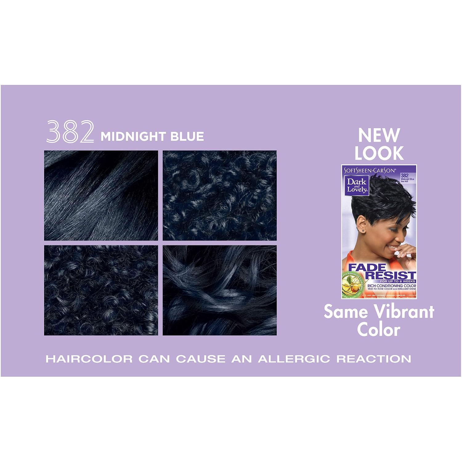 Dark & Lovely Fade Resist Permanent Hair Color, 382 Midnight Blue