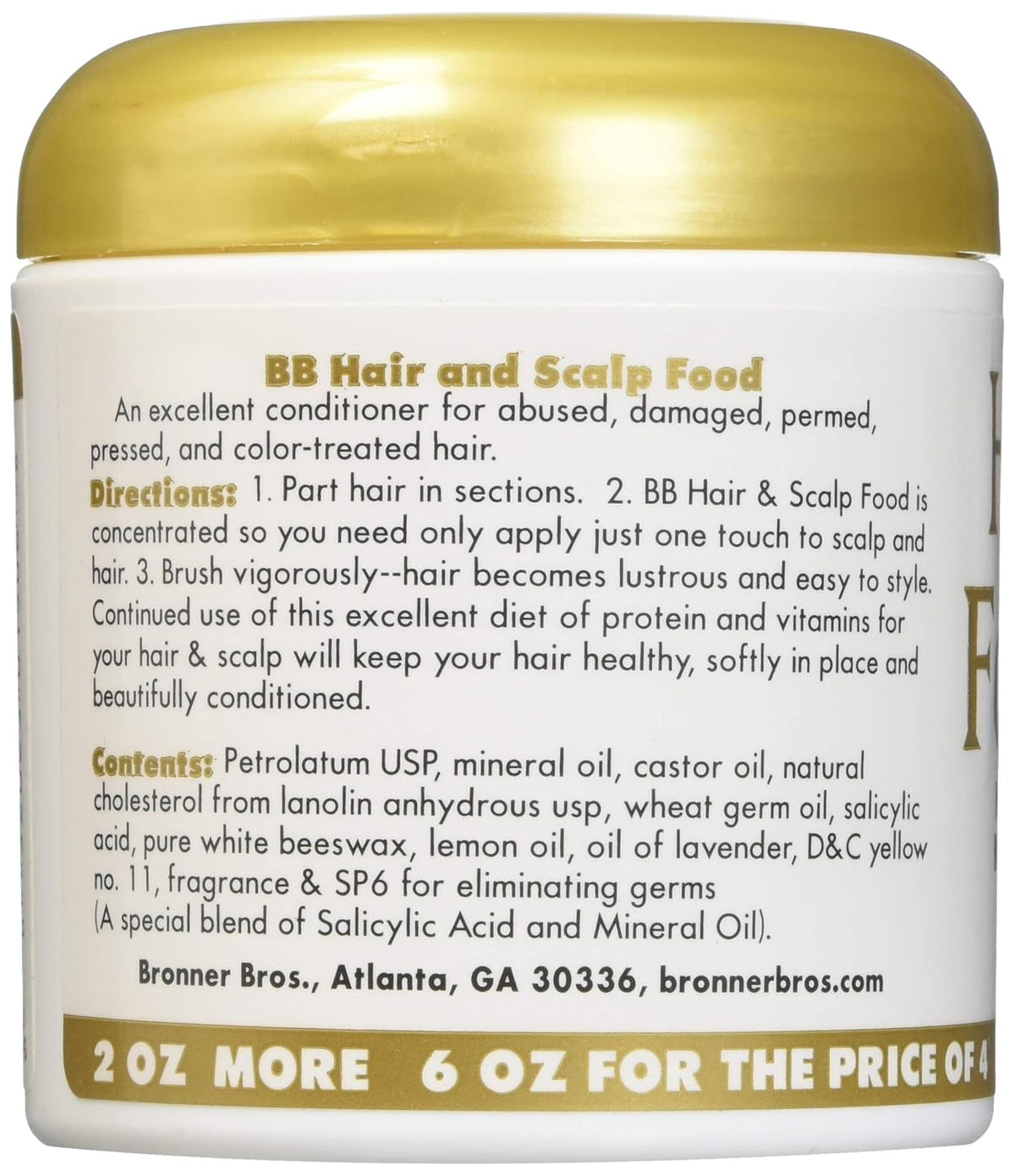 Bronner Brothers BB Food and Scalp Nourishment for Relaxed & Pressed Hair, 6oz