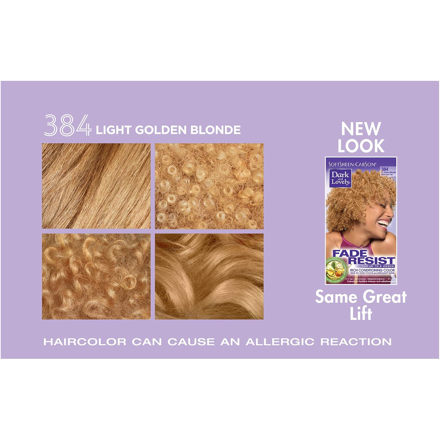 Dark & Lovely Fade Resist Permanent Hair Color, 384 Light Golden Blonde