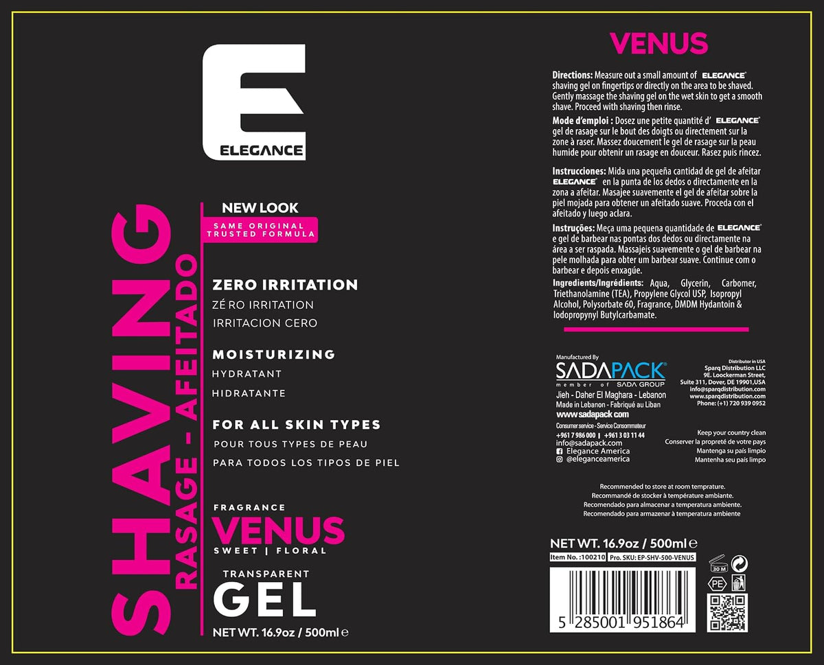 E Elegance Barber Accessories - Floral Venus Fragrance Transparent Shaving Gel For Men 16.9oz