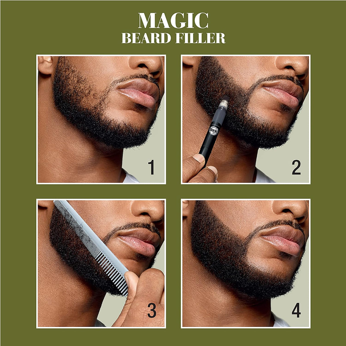 SoftSheen Carson Magic Grooming Beard Filler Pencil Brush for Men, 0.05oz