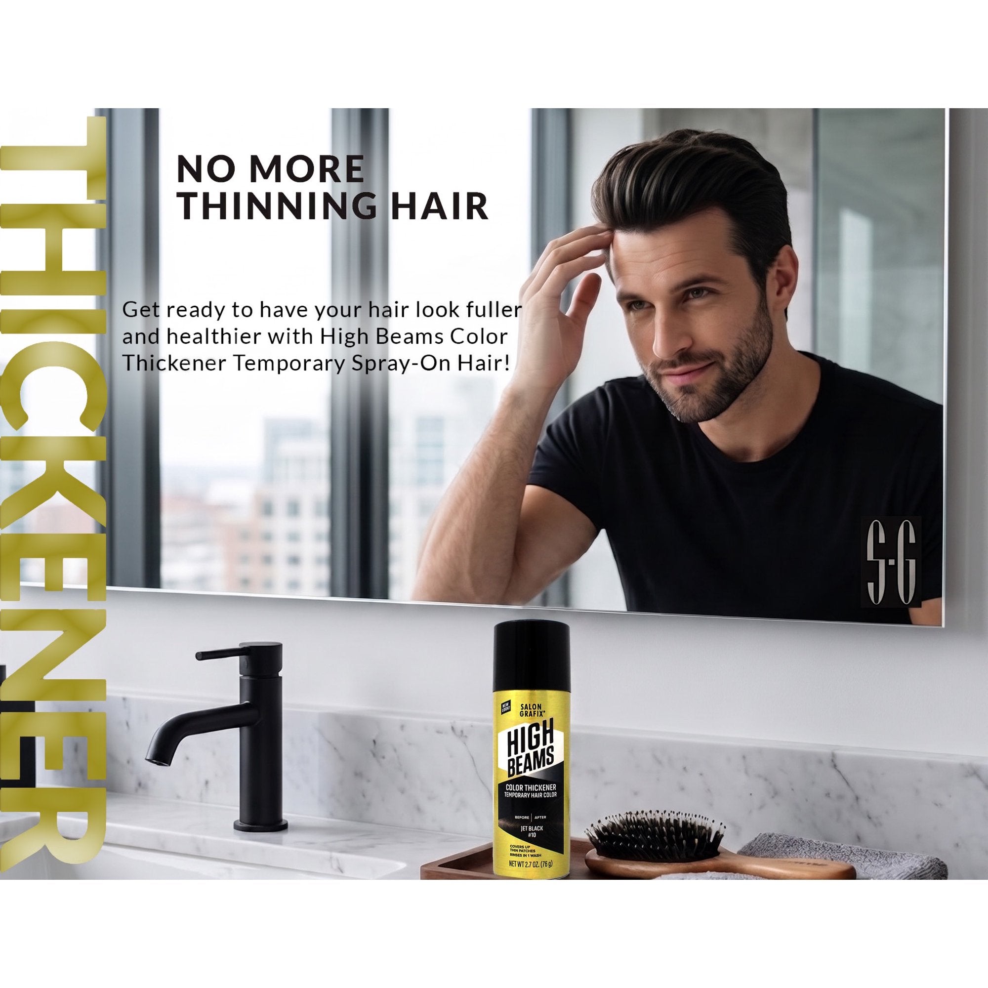 High Beams Temporary Spray On Hair Color Thickener, 10 Jet Black, 2.7 Oz