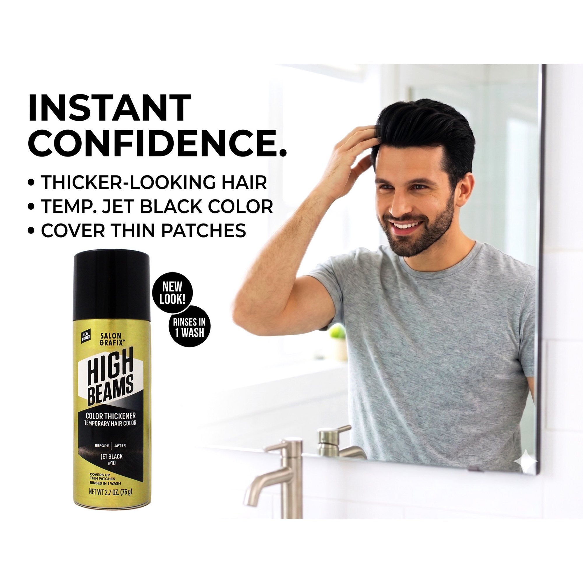 High Beams Temporary Spray On Hair Color Thickener, 10 Jet Black, 2.7 Oz