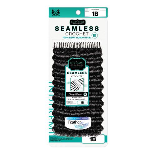 Bobbi Boss Human Hair Crochet Braids Indiremi Seamless Feather Crochet Deep Wave 18"(50g)