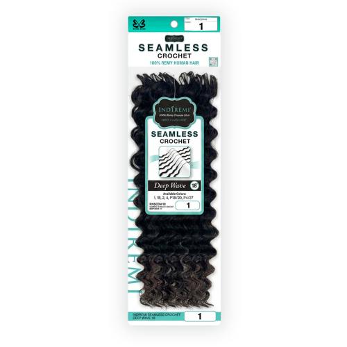 Bobbi Boss Human Hair Crochet Braids Indiremi Seamless Feather Crochet Deep Wave 18"(50g)