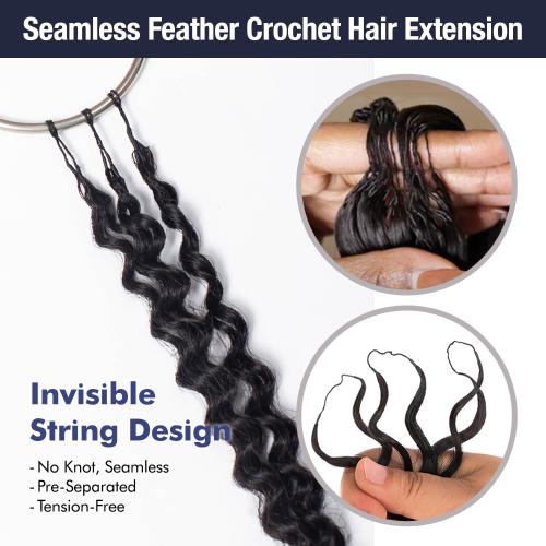 Bobbi Boss Human Hair Crochet Braids Indiremi Seamless Feather Crochet Deep Wave 18"(50g)