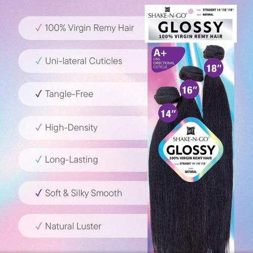 Shake-N-Go Virgin Remy Hair Weave Glossy 3 Bundles Straight