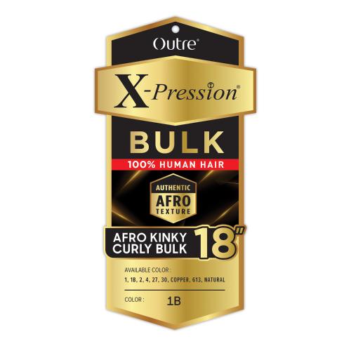 Outre Human Hair Braids X-Pression Afro Kinky Curly Bulk 18" - 1B