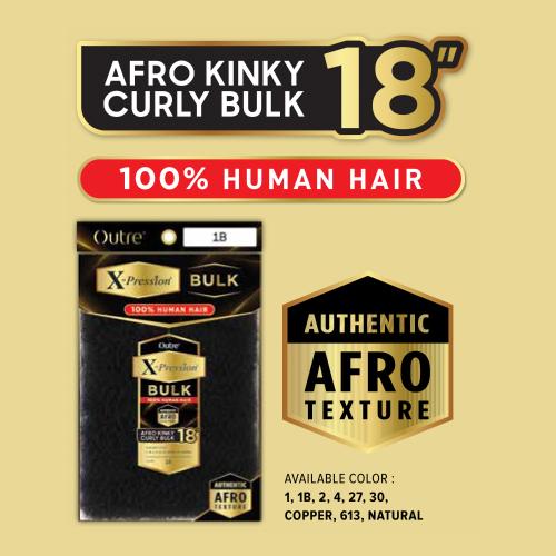 Outre Human Hair Braids X-Pression Afro Kinky Curly Bulk 18" - 1B