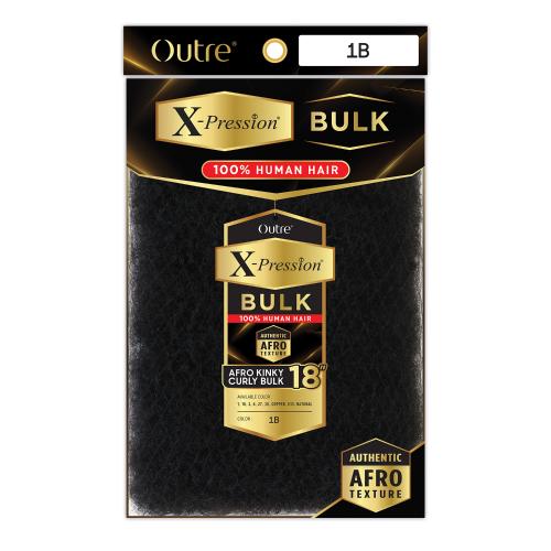 Outre Human Hair Braids X-Pression Afro Kinky Curly Bulk 18" - 1B