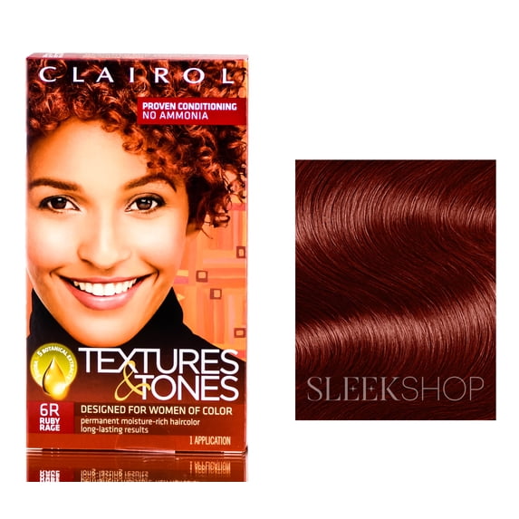Clairol Textures & Tones Hair Dye Ammonia-Free Permanent Hair Color Creme, 6R Ruby Rage