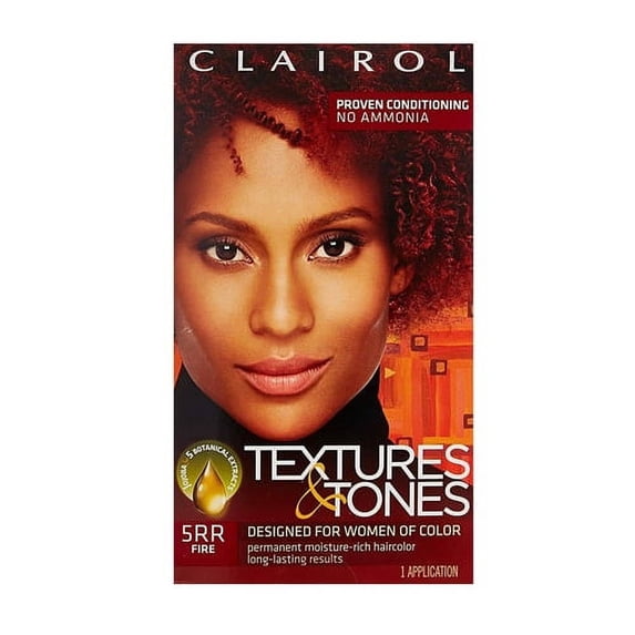 Clairol Textures & Tones Hair Dye Ammonia-Free Permanent Hair Color Creme, 5RR Fire