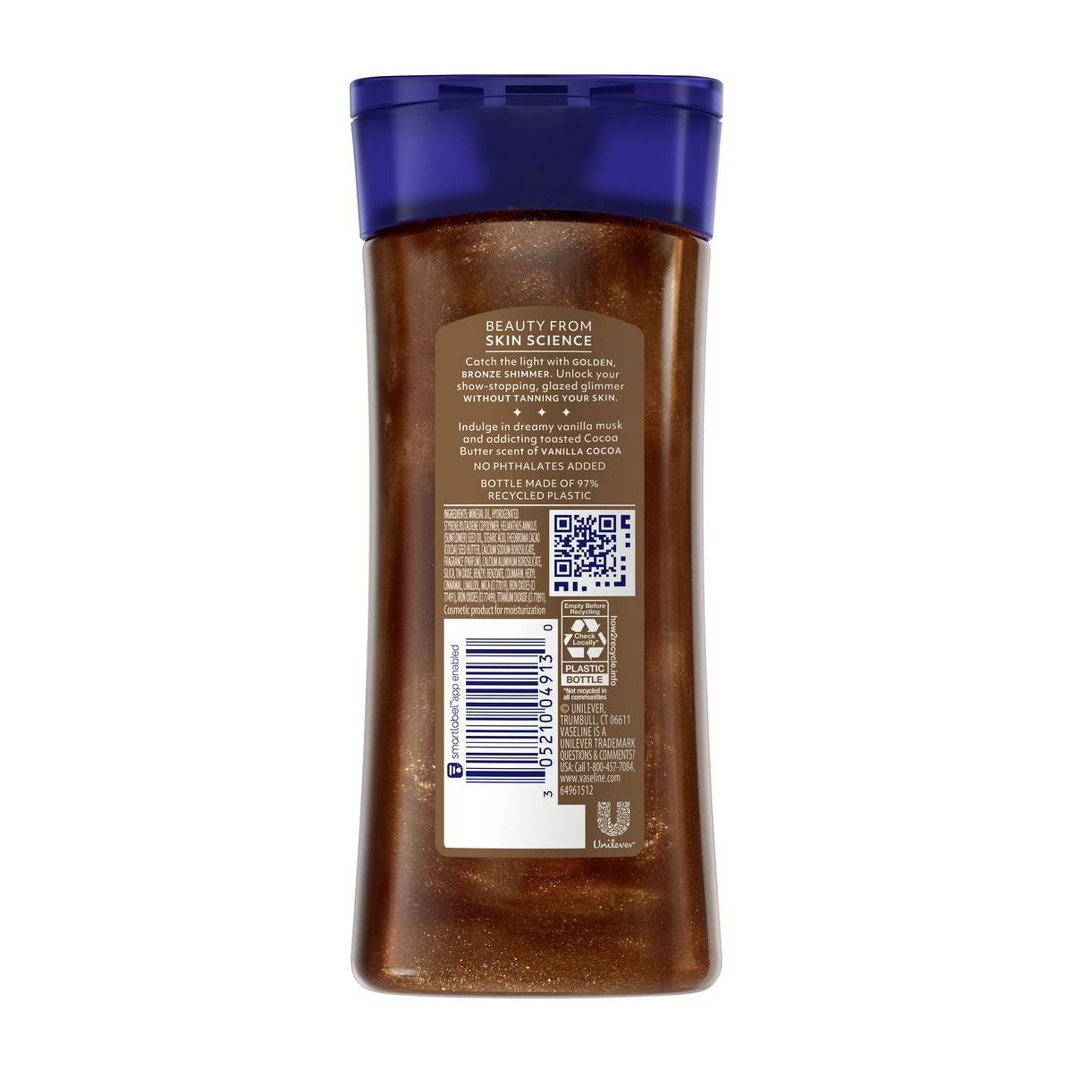 Vaseline Glazed & Glisten Vanilla Cocoa Shimmering Gel Body Oil - 6.8oz
