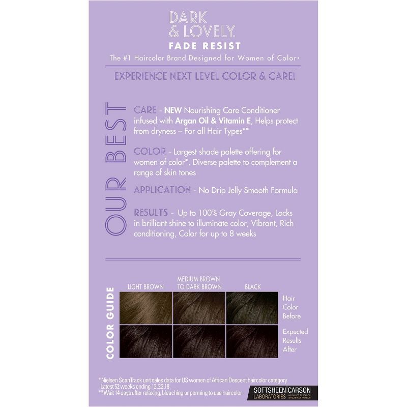 Dark & Lovely Fade Resist Permanent Hair Color, 372 Natural Black