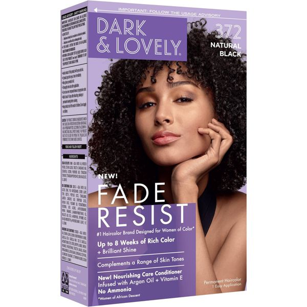 Dark & Lovely Fade Resist Permanent Hair Color, 372 Natural Black