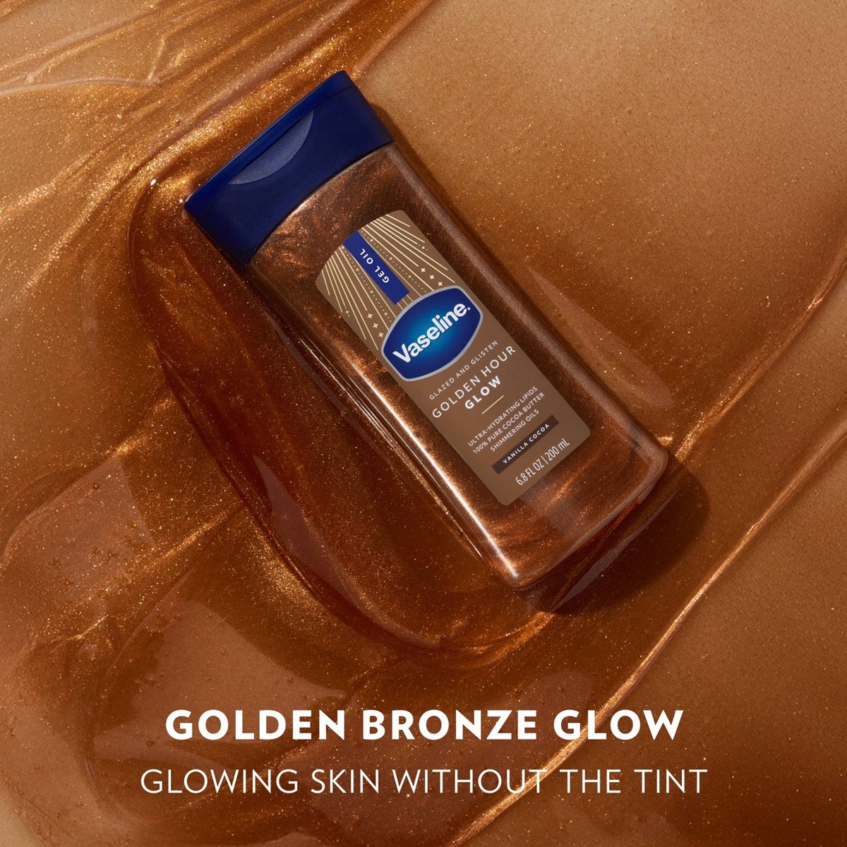 Vaseline Glazed & Glisten Vanilla Cocoa Shimmering Gel Body Oil - 6.8oz